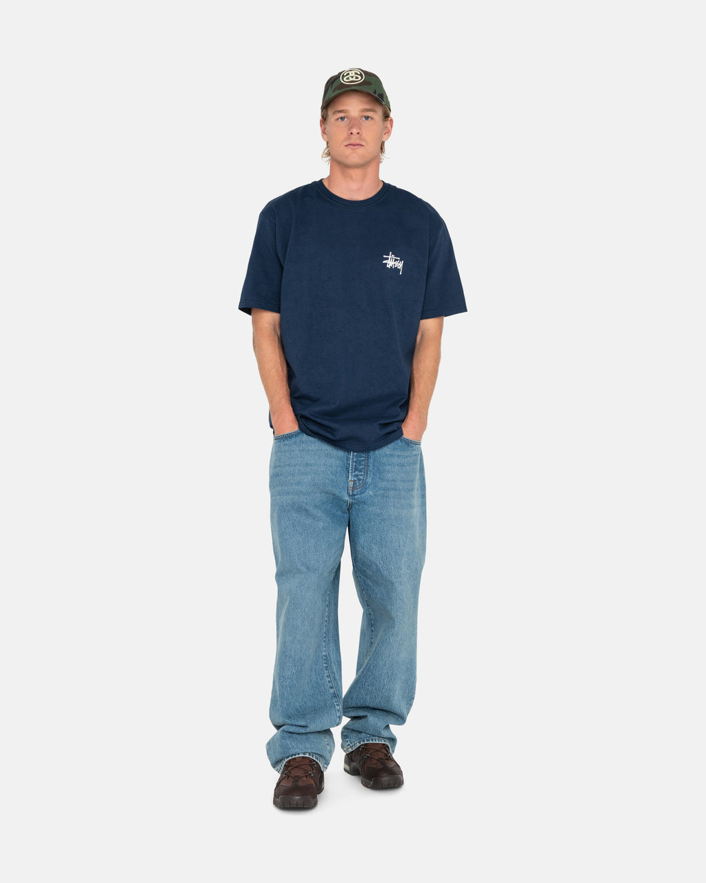 Stussy Basic Stüssy Loopshirts Donkerblauw | 864179KPV