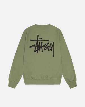 Stussy Basic Pigment Dyed Crew Korte Broek Artichoke | 682147HOT