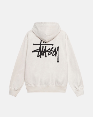 Stussy Basic Pigment Dyed Hoodie Beige | 523846WHQ