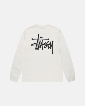 Stussy Basic Pigment Dyed Ls Loopshirts Beige | 394615JYM