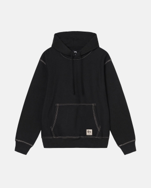 Stussy Contrast Stitch Label Hoodie Zwart | 092873IRH