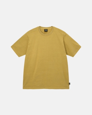 Stussy Heavyweight Pigment Dyed Crew Loopshirts Mosterdgeel | 371846GPV