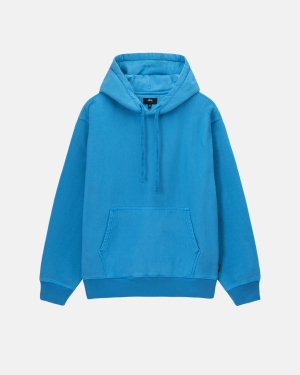 Stussy Pigment Dyed Fleece Hoodie Blauw | 471205FAJ