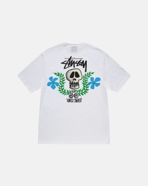 Stussy Skull Crest Loopshirts Wit | 361987ZVT