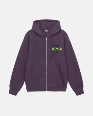 Stussy Skull Crest Zip Hoodie Paars | 472036WUY