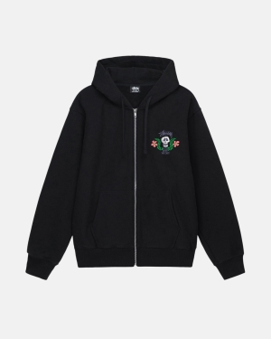 Stussy Skull Crest Zip Hoodie Zwart | 572061KTV