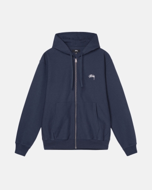 Stussy Stock Logo Zip Hoodie Donkerblauw | 501348QYL