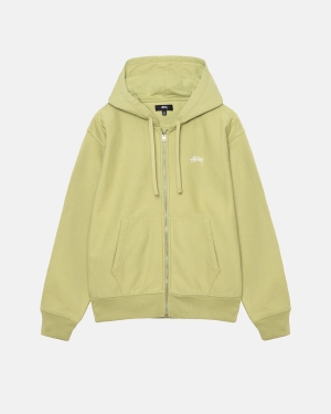 Stussy Stock Logo Zip Hoodie Groen | 416739NOF