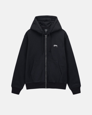 Stussy Stock Logo Zip Hoodie Zwart | 946283AZO