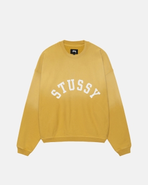 Stussy Sun Faded Oversized Crew Korte Broek Geel | 452683MST