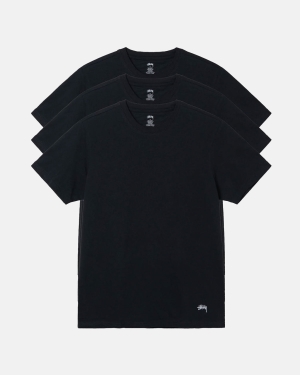 Stussy Undershirt - 3 Pack Loopshirts Zwart | 947158YLJ